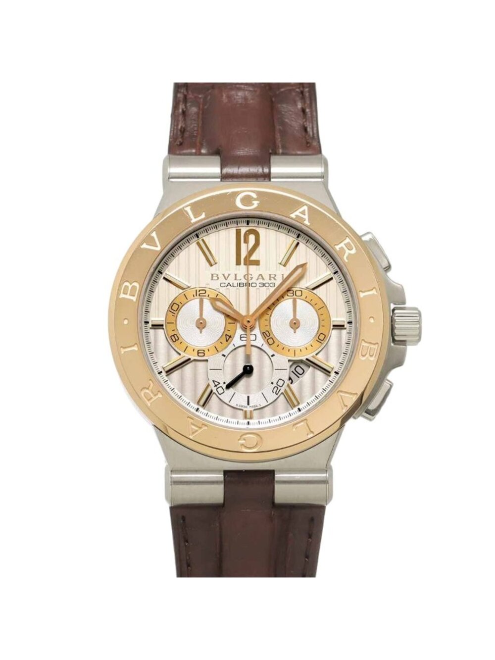 Bvlgari Diagono Calibro 303 Chronograph Watch Date 18k Pink Gold Automatic